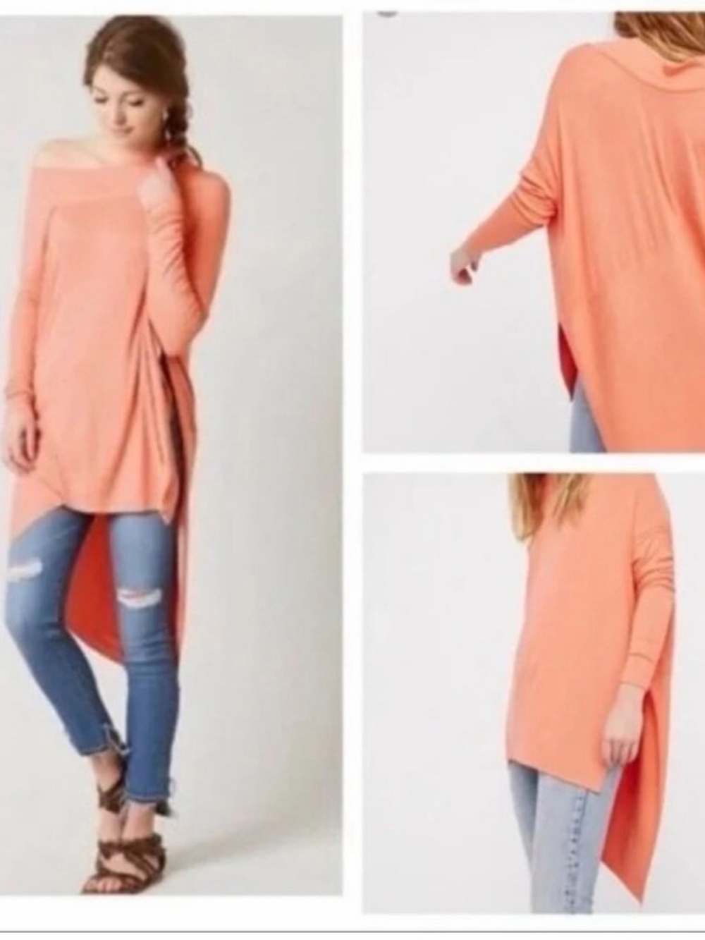 We The Free Asymmetrical grapevine coral Orange tunic top - Picture 3 of 7